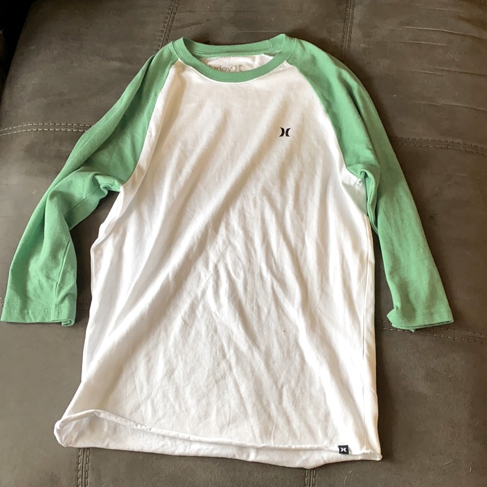 Hurley green and white baseball t